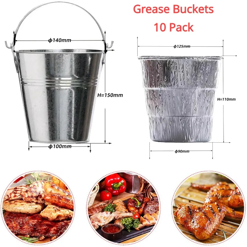 Nuovo Kit Per Barbecue Griglia A Pellet Fumatori Secchi Per Grasso A Goccia E Fodere Da 10 Pezzi Per Traeger Serie 20/22/34 Pit Boss Ecc Accessori Per