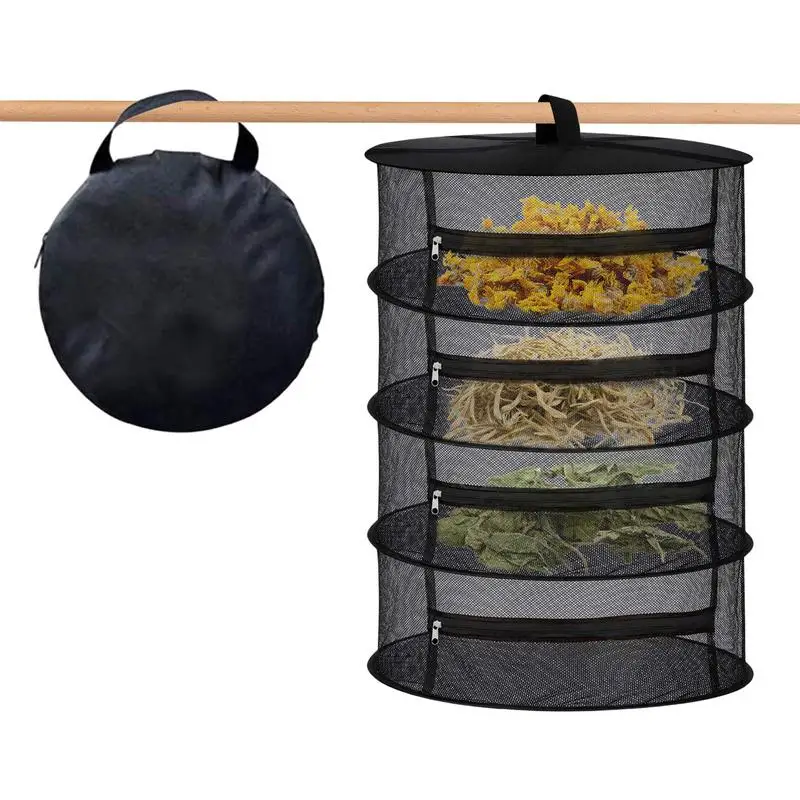 Plant Drying Net Herb Drying Rack 4 Layer Folding Fish Mesh Collapsible Dry Net With Zippers For Drying Seeds Fish Vegetables 1
