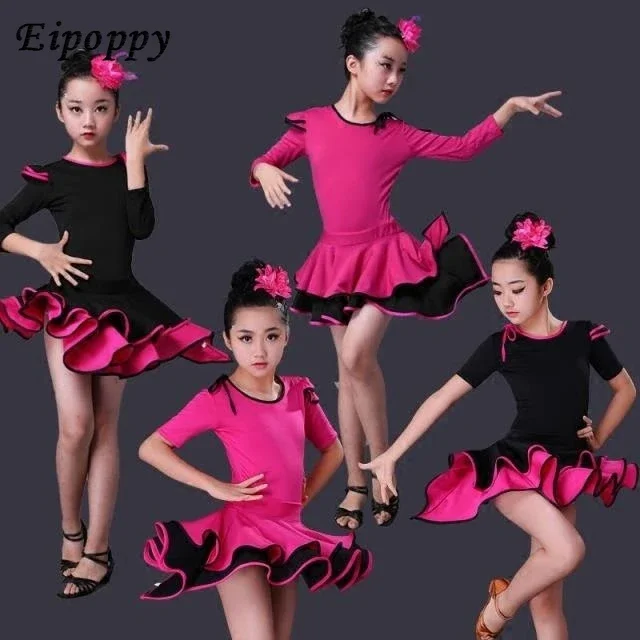 

The new Children's skirts and long-sleeved clothes and girls Latin practice skirts Children clothes Grading