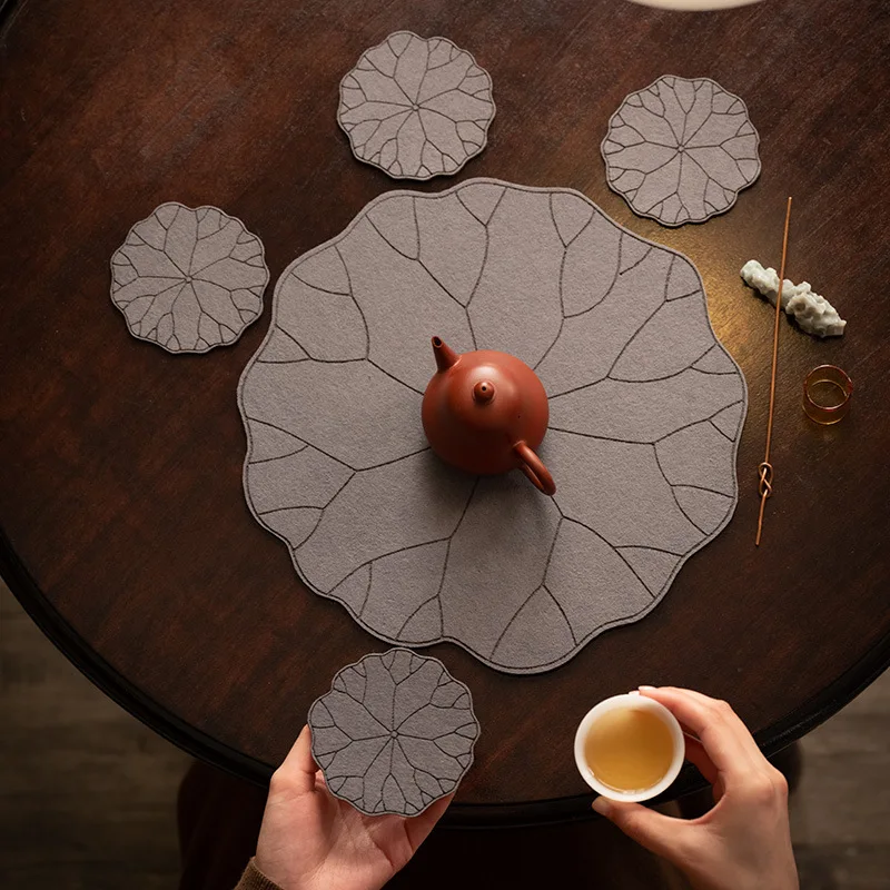 New Chinese cotton and linen lotus leaf coaster coaster home kitchen insulation mat storage mat tea