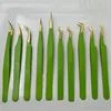 Lashes Tweezers Stainless Steel Eyelashes Tweezers Eyelash Extensions Green Eyebrow Removal Tweezers Precision Tweezers Eyebrow 1