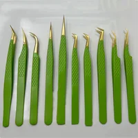 Lashes Tweezers Stainless Steel Eyelashes Tweezers Eyelash Extensions Green Eyebrow Removal Tweezers Precision Tweezers Eyebrow 1