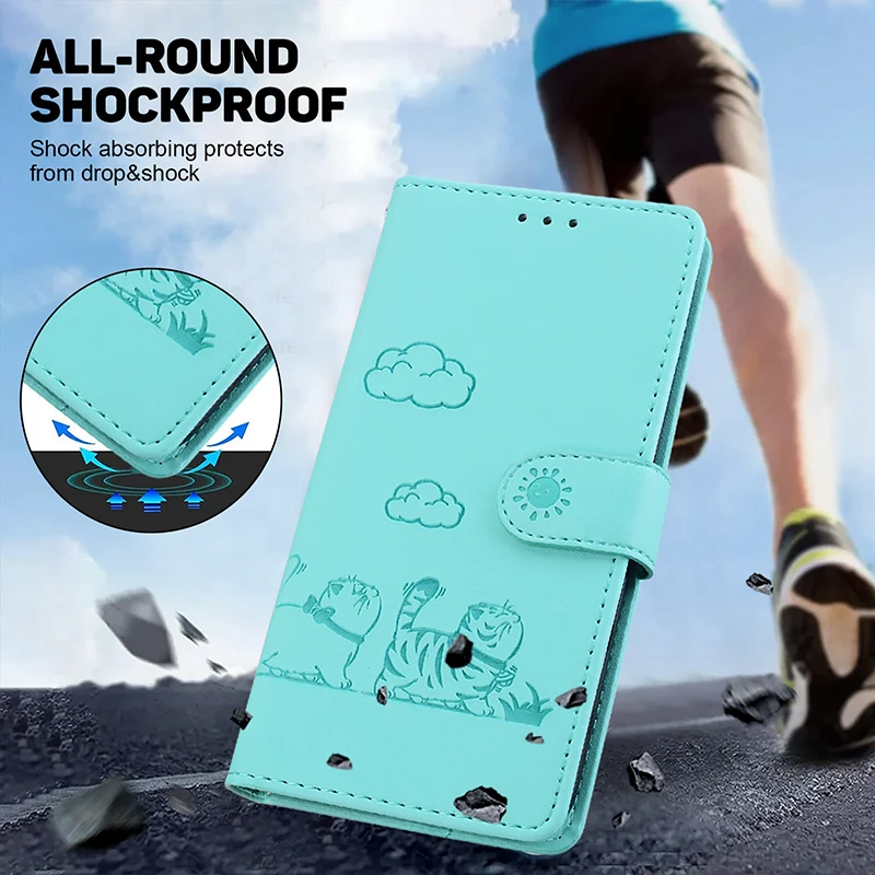 Cartoon Cat Magnetic Anti-Theft Brush Phone Case