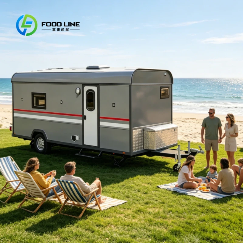 Customized 4 Passenger Outdoor Campsite Lodging Trailer, Family Travel Caravan Built with Bathroom for Outdoor Holiday Camping