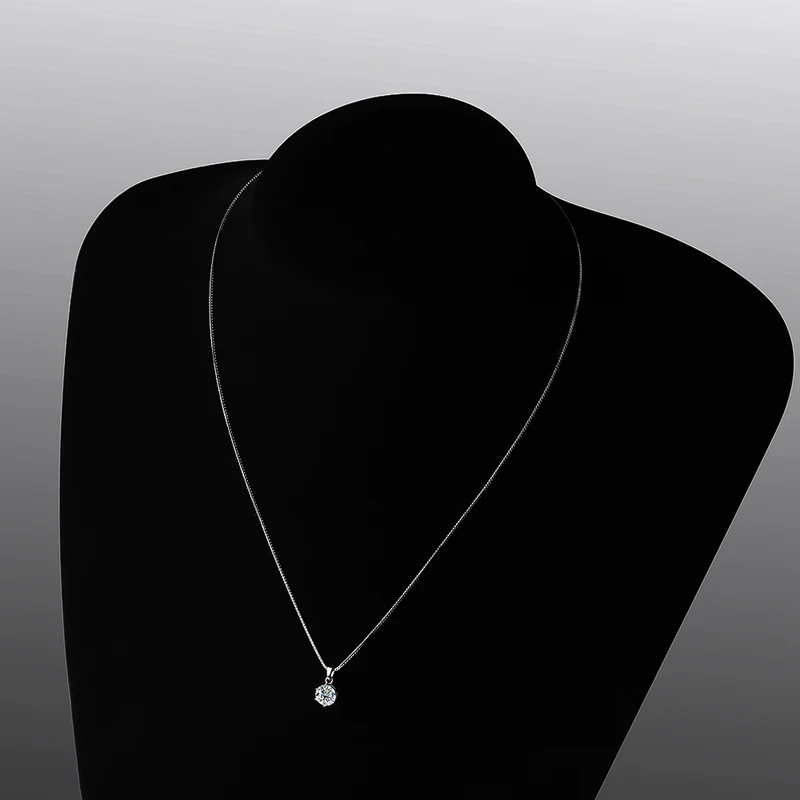 Pendant Necklace Silver Necklace Moissanite Necklace 1 Carat Real Moissanite Pendant Necklace 925 Sterling Silver For Women