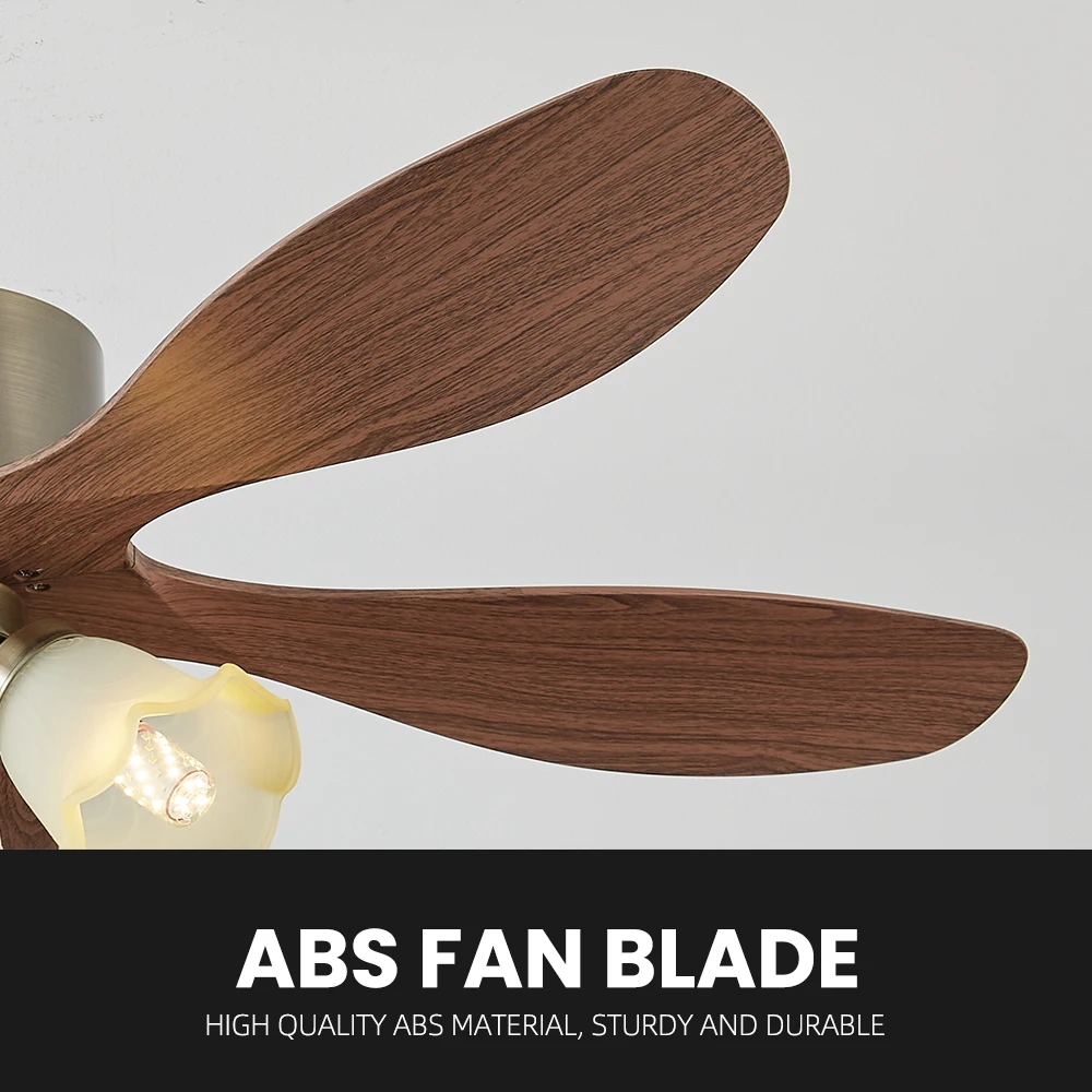 42 Inch Glass Chandelier Fan with 5 Leaves and Remote Control, Fan for Living Room, Dining Room, Bedroom, and Family Rooms