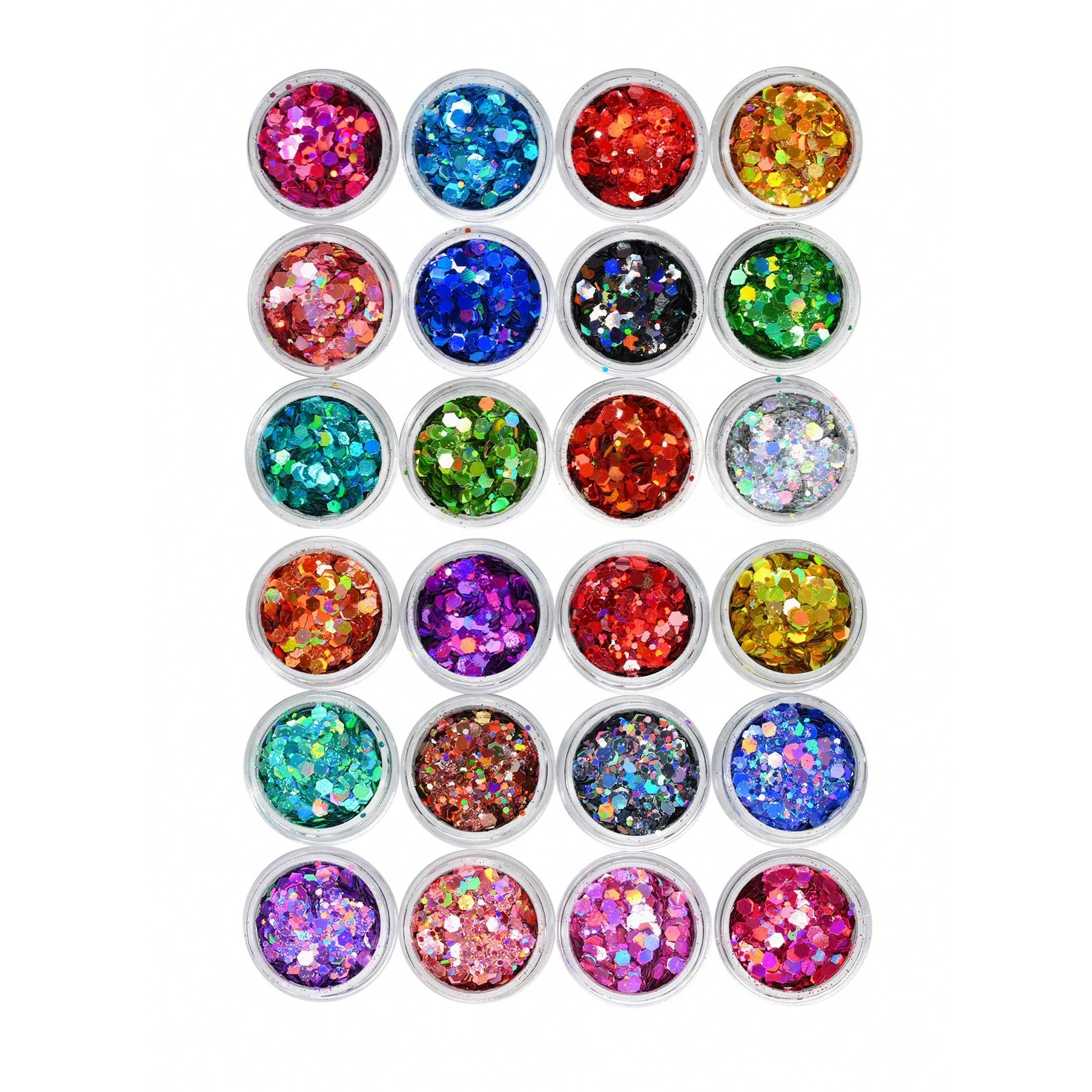 24 colorst set holographic chunky glitter nail powder laser flakes