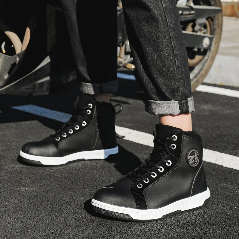 Men Motorcycle Boots,Lightweight Motorcycle Racing Shoes,Motocross Boots,Rubber Anti Slip,Biker Riding Shoes Travel Sneaker