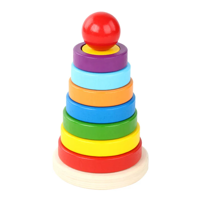 Baby & Toddler Toys Sorting, Nesting & Stacking toys Wooden rainbow Tower baby stacking toy baby toy early education toys sale
