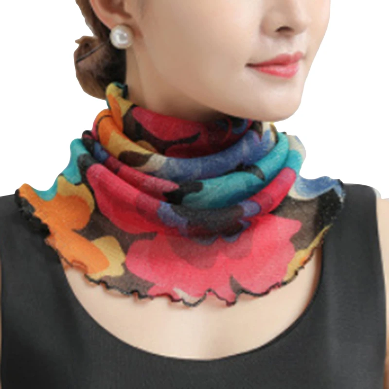 1Pc Frühling Chiffon Hals Kragen Schal Frauen Kopf Dünne Sonnencreme Vielzahl Kleine Seide Anti-Uv Schal Maske Multi-funktion Schal Neue – Detail 7