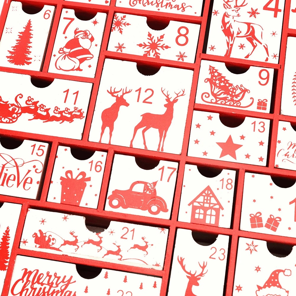 Christmas Wooden Advent Calendar With 24 Drawers Countdown To Home Christmas Decoration Calendar Ornament Xmas Gift for Kids