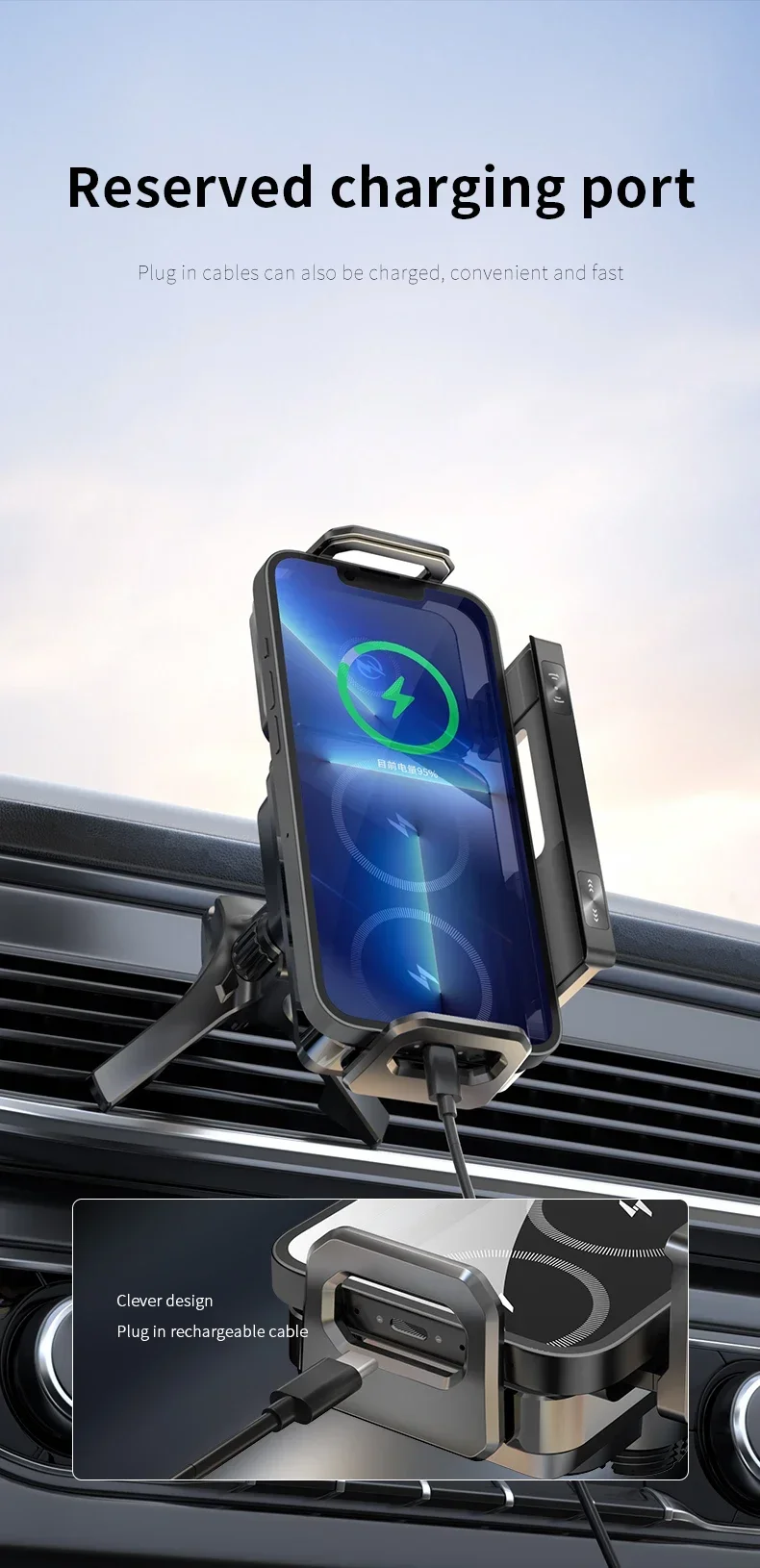 Automatic Dual Coil Wireless Charger For IPhone Samsung Galaxy Z Fold 2 Flip 4 3 Phone Holder Car Fast Charging Station_voghion.com