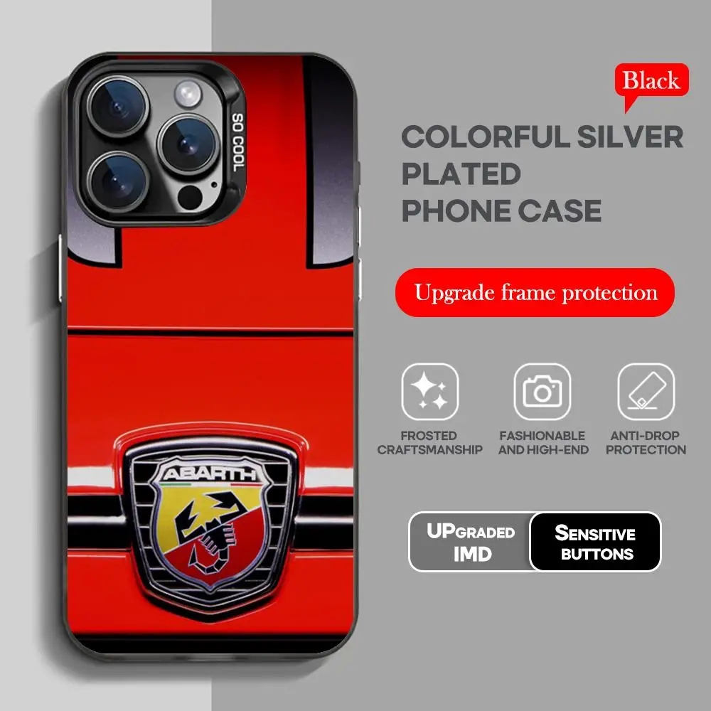 A-ABARTHes Italy Black Phone Case with Colorful Silver Design
