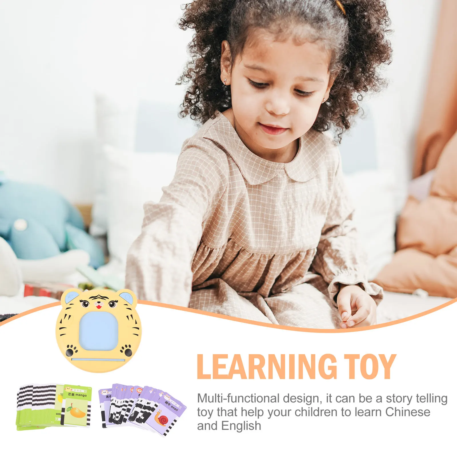 어린이를 위한 1세트 PVC 학습 기계, 조기 발달 스토리텔링 교육 장치, 이중 언어 학습 도구