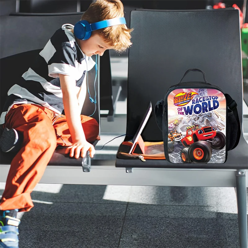 Lunch Bags Blaze and the Monster Machines Cartoon School for Boys Girls Anime Game Prints Child Cooler for School