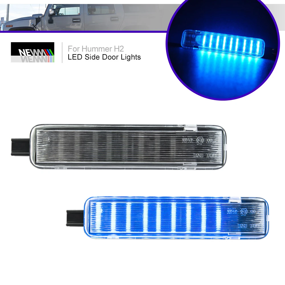 2Pcs Blue LED Door Courtesy Lights for Hummer H2 2003 2009