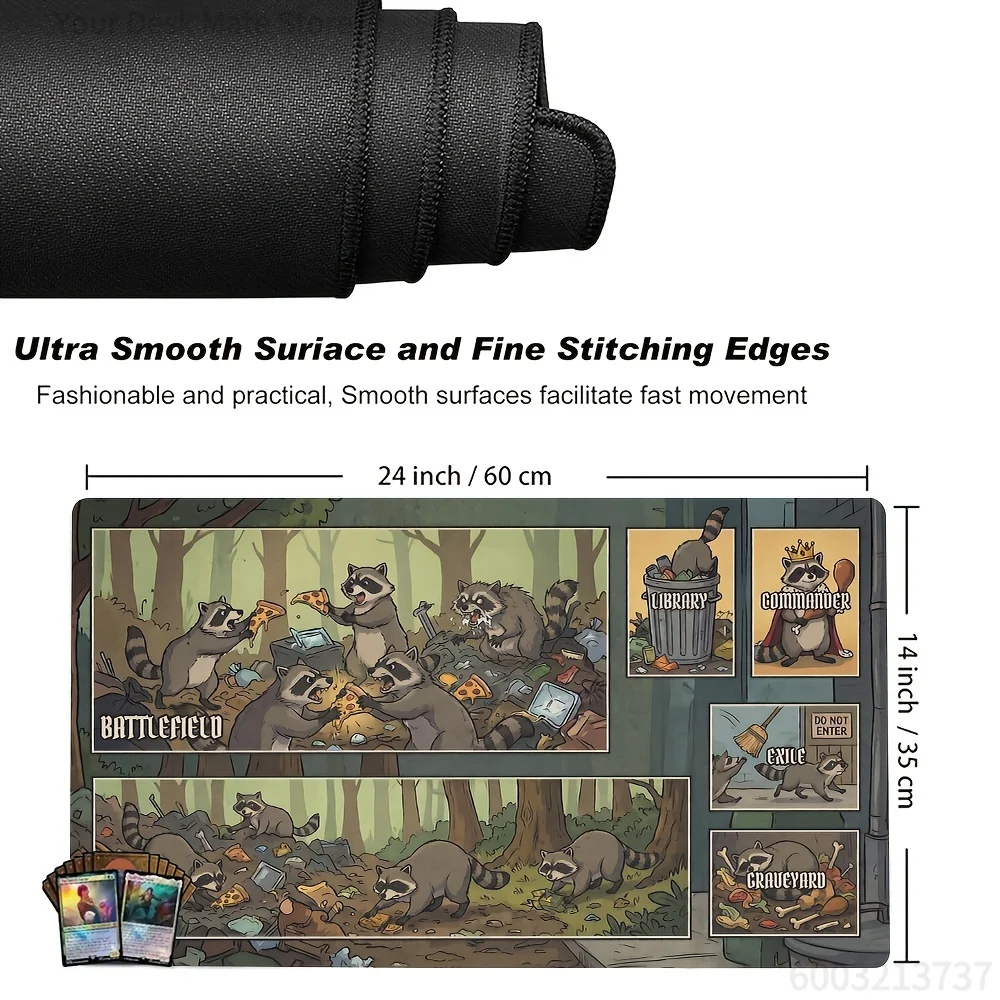 Trash Panda Racoon Playmat Magic Party Game Mat Durable Rubber for TCG Games 35X60cm Mouse Pad Offices Desk Mats Friendly Design - 3