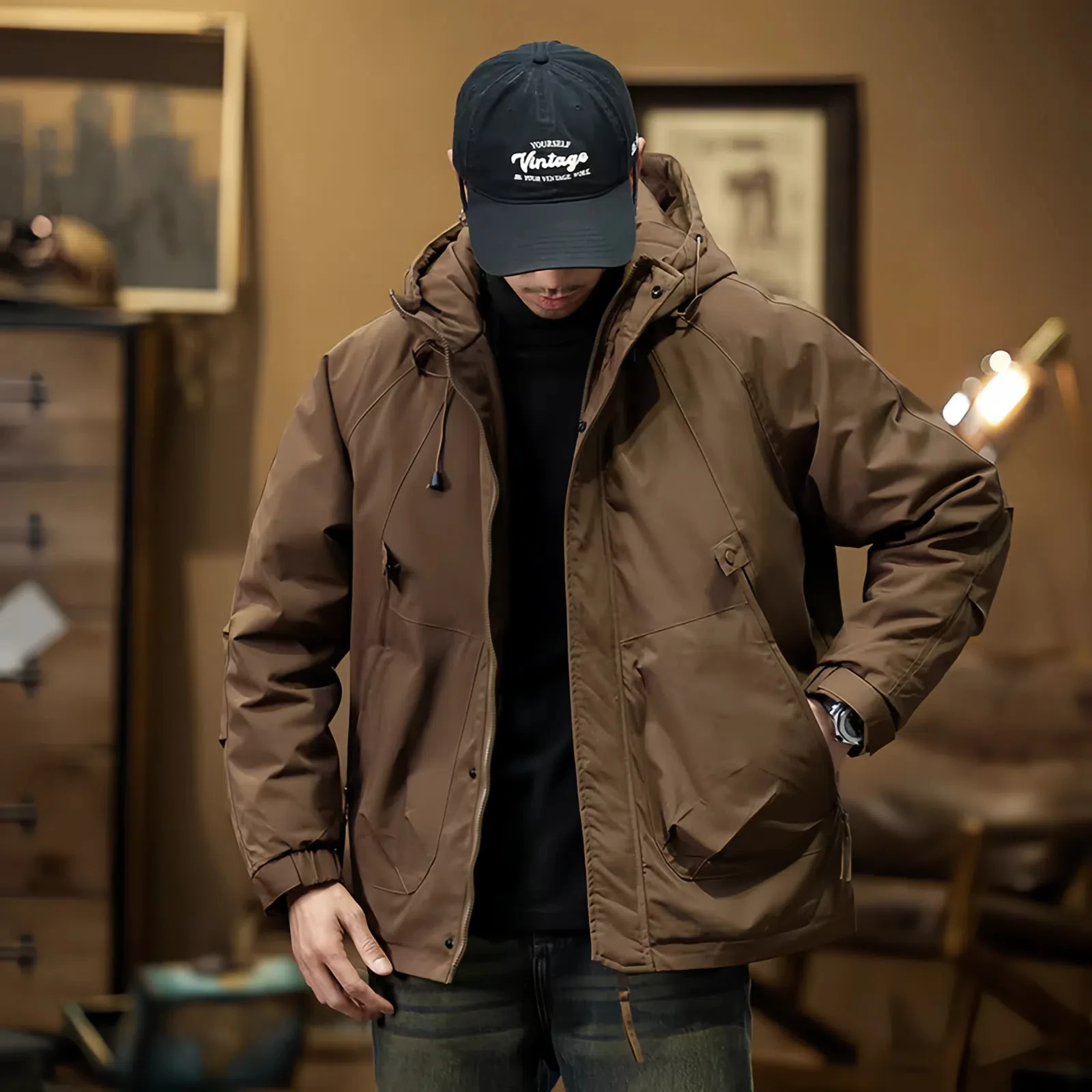 Cargo Down Jacket Men Winter American outdoor waterproof warm removable inner liner three-in-one stormtroope new