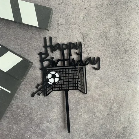 

Acrylic Boy Football Sports Theme Happy Birthday Cake Topper Cartoon Kids Soccer Birthday Cake Decoration Party Supplies