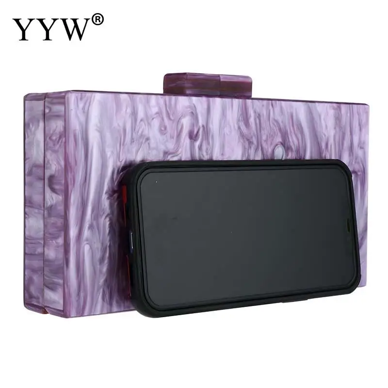 Fashion Painting Marble Acrylic Women Handbag Elegant Multi Color Smooth Evening Wedding Cocktail Party Prom Purse Wallet Tote