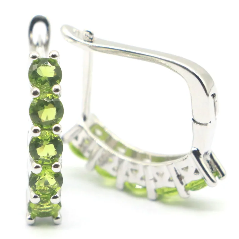 

925 SOLID STERLING SILVER Earrings 3.5g Unheated Green Peridot Purple Spinel White CZ High Trendy Polished