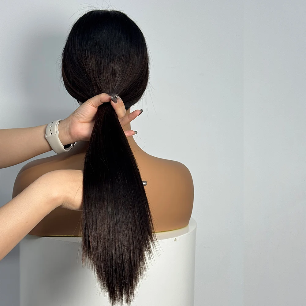 330% Density 2x6 Transparent Lace Closure Double Drawn Bone Straight Vietnamese Hair Straight Human Hair Wig Lace Front Wig 20in