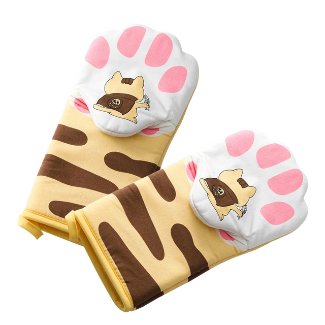 Cute Cartoon Design Oven Mitts Heat Resistant Cooking Gloves  Multifunctional Breathable Non Slip Anti-scalding Kitchen Gloves -  AliExpress
