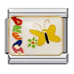 Vibrant Y2K - Inspired Butterfly, Ladybird, and Bee Charm Bracelet Links - Stainless Steel (Light Yellow Color)