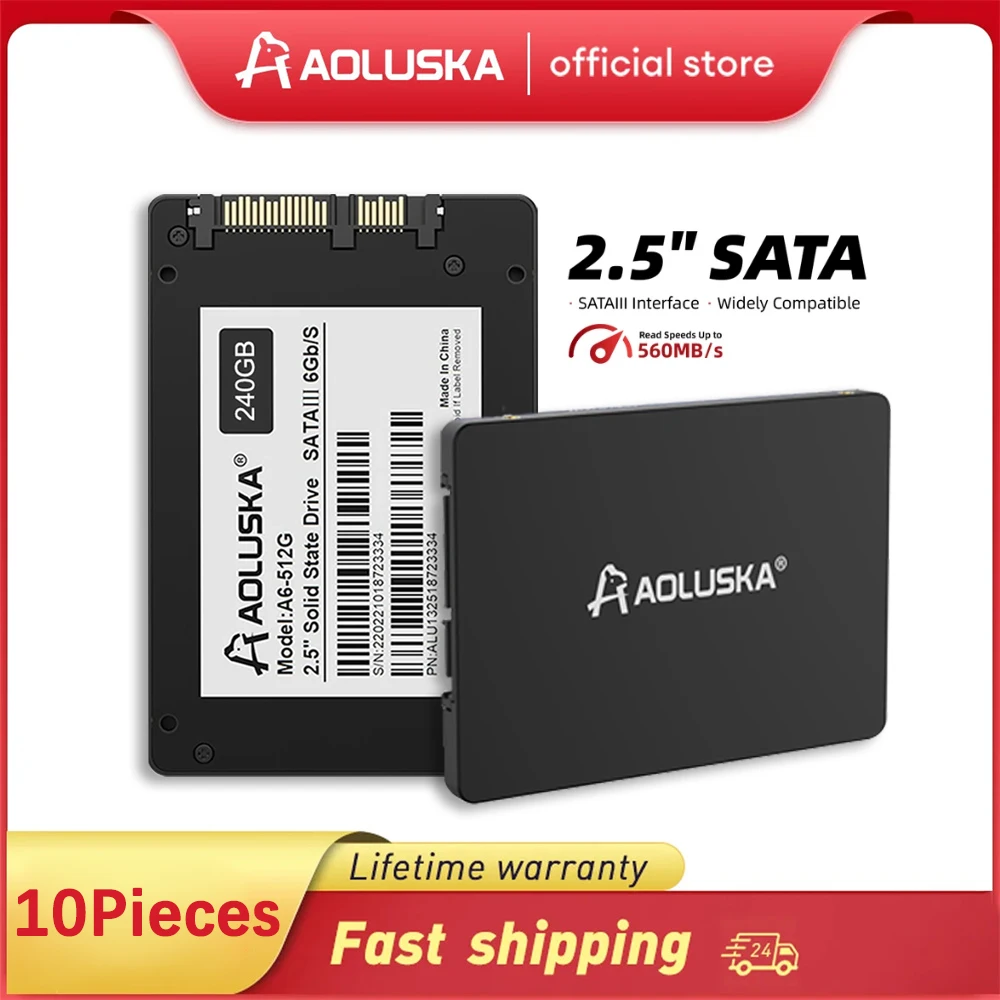 

10PCS AOLUSKA SATA3 2.5 SSD 128GB 512GB 240GB 480GB 1TB 2TB Internal Solid State Drive Disk 3D NAND Flash For PC Laptop Desktop