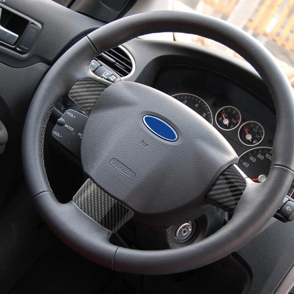 3 teile/satz Lenkrad Pailletten Fit für Focus MK2 MKII 2005 2006 2007-2011 ABS Carbon Faser Abdeckung Aufkleber dekoration Auto Styling – Detail 4