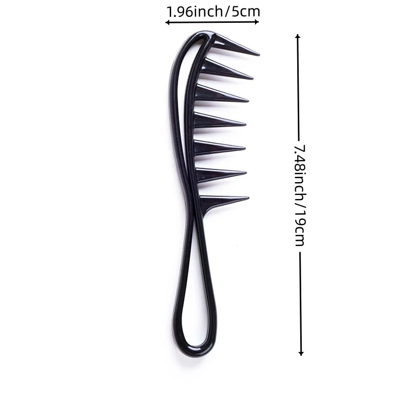 Hairdressing comb for men, black, massage comb, plastic wide-tooth comb, large-tooth comb for oily hair