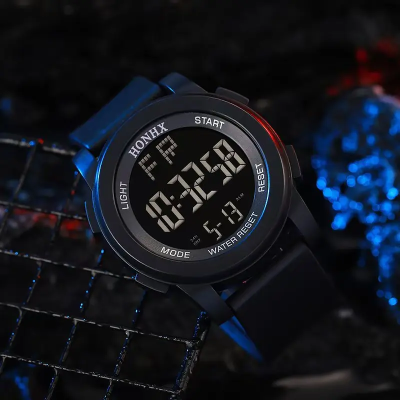 Men's multifunctional luminous watch, digital large dial watch, outdoor sports timing electronic watch