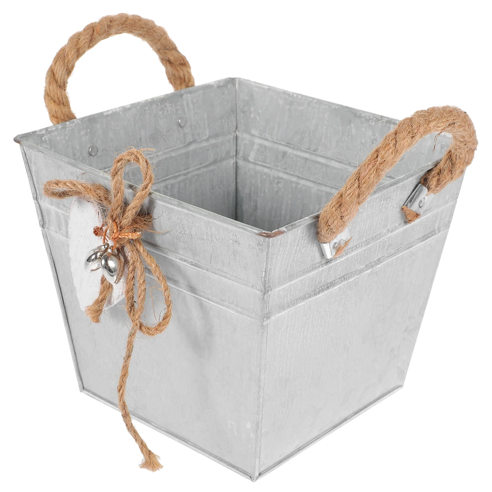 

Flowerpot Vase Iron Planter for Home Bucket Outdoor Wood Retro Metal Decorative Holder