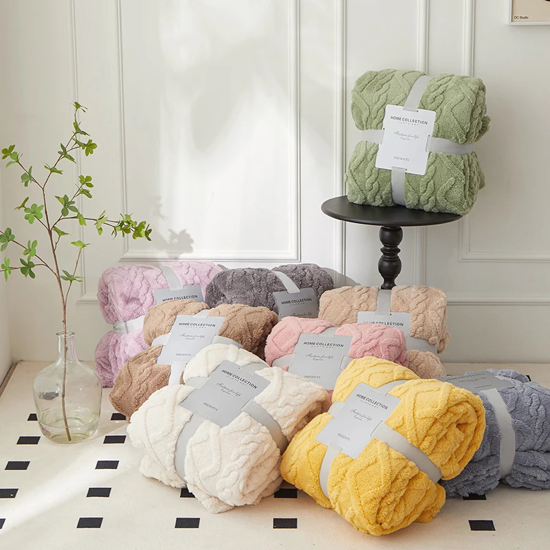 Rolled single-layer tuff blanket double-sided fuzz multi-function blanket thicken thermal tuff blanket