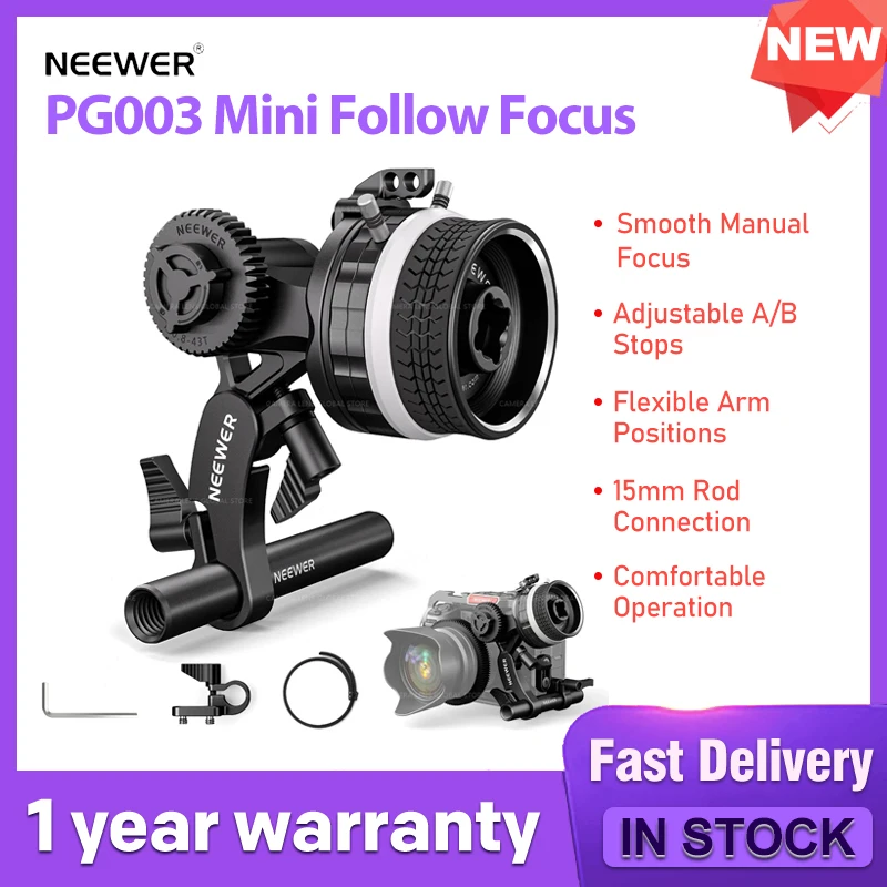 NEEWERPG003MiniFollowFocuswithABStopsFlexibleArmPositions