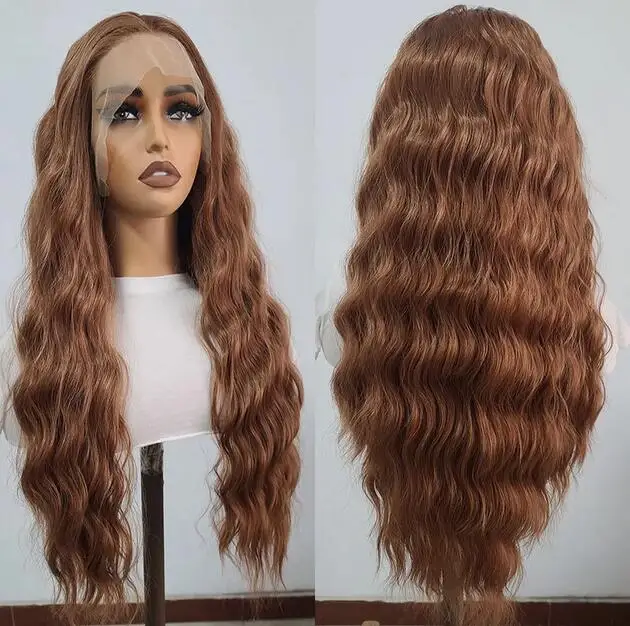 Lace Front Wig Fashion Long Wavy Natural Heat Resistant Hair Auburn brown