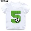 Football Number Bow Print Funny Boys Clothes 1 2 3 4 5 6 7 8 9 Years Birthday Soccer Cartoon Kids T shirt Baby Girls T-Shirts 5