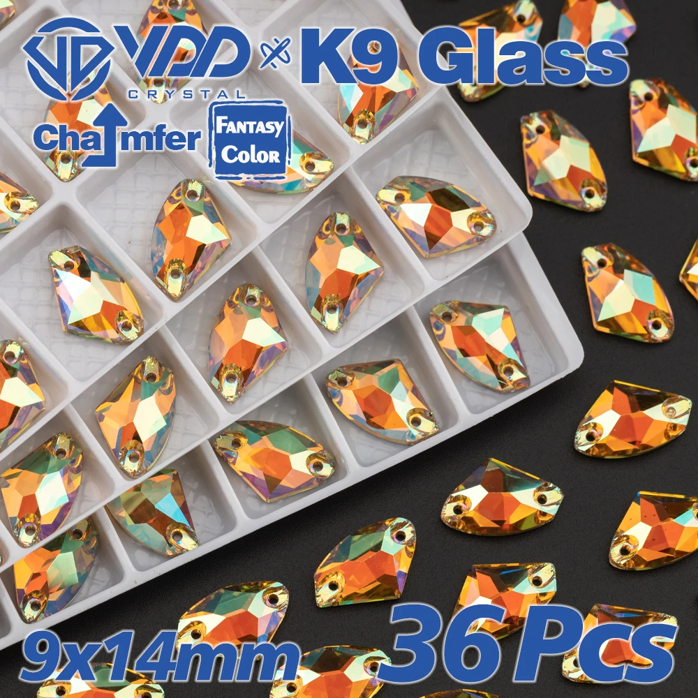 VDD Top Qualität Burning Sun Fantasy Color K9 Glas-Strasssteine zum Aufnähen, Kristalle, Steine mit flacher Rückseite für Kleidungszubehör – Detail 8