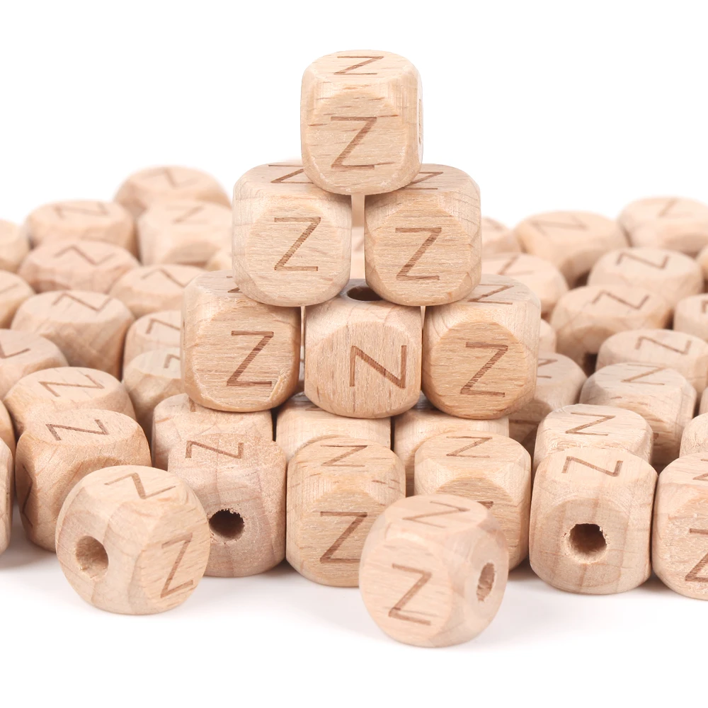 A-Z Letter 0-9 number beads 10mm 100PCs Square Wooden Alphabet