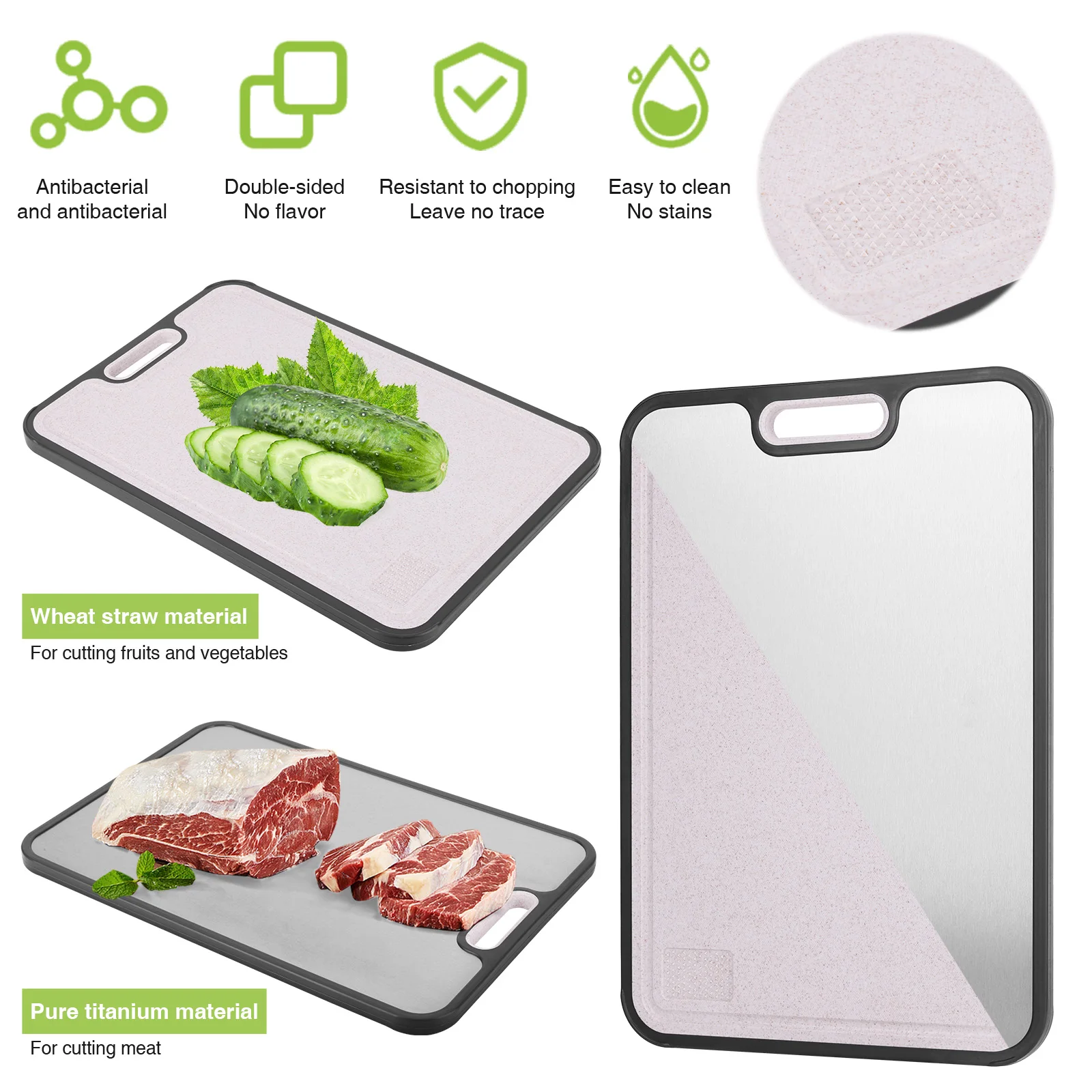 Reusable Double Sided Steel Cutting Board for Meat and Vegetables