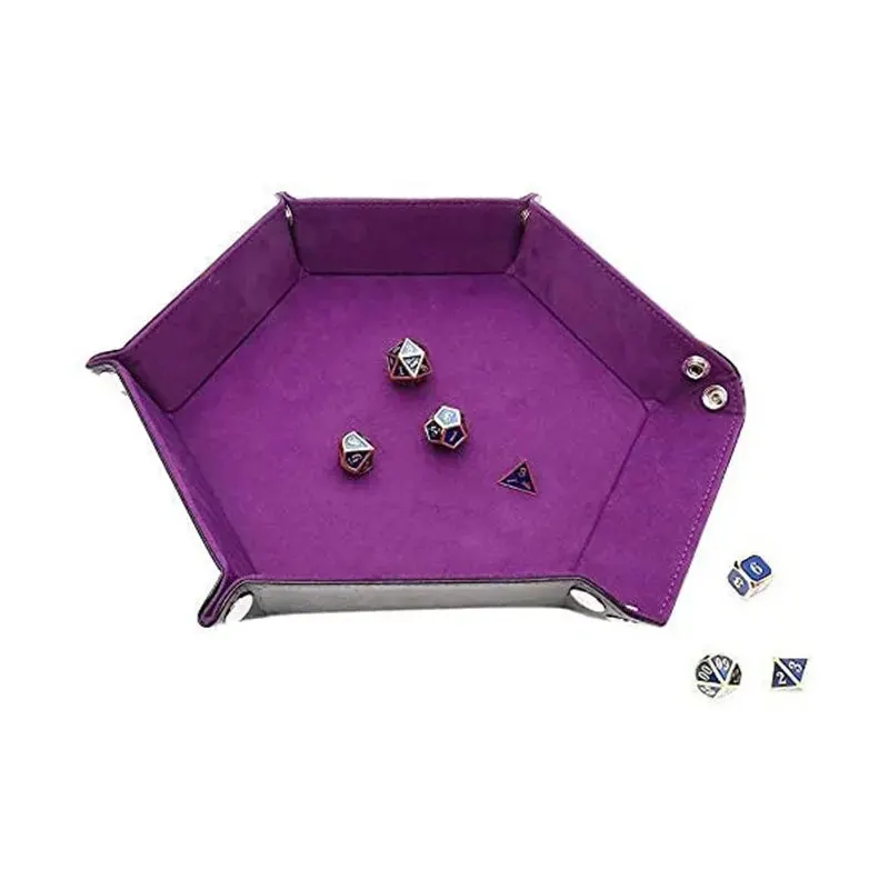 1pc Hexagonal Dice Tray and Miscellaneous Storage Box Board Game Dice Tray Accessories Leather Dice Tower BEST SELLERS