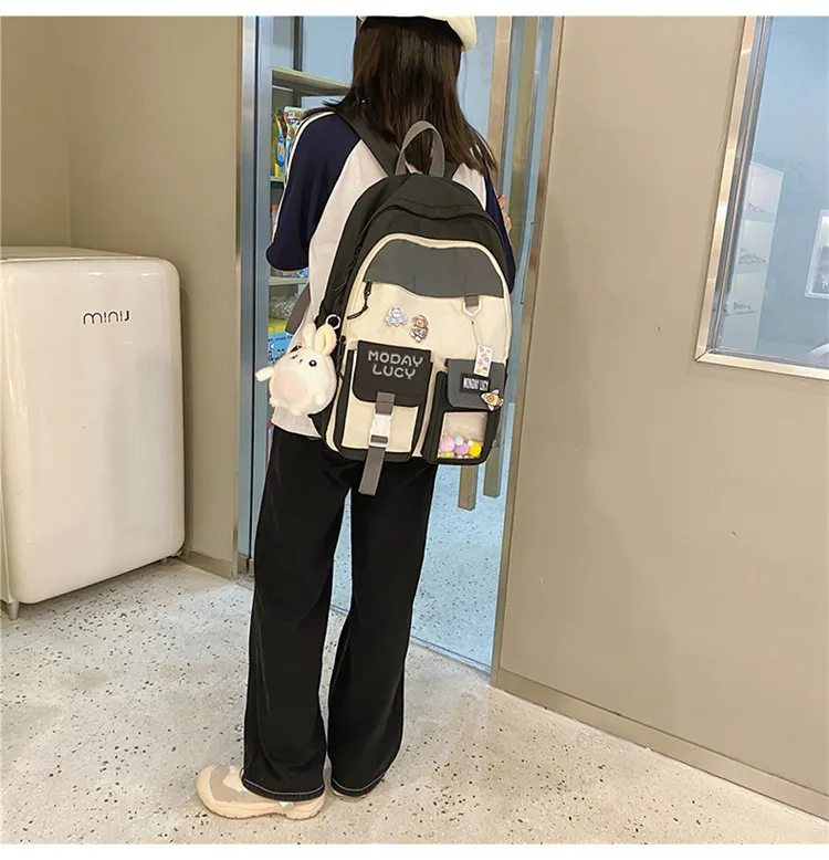 Zigui School Backpack Teenagers Multipocket Bag Nylon Large Capacity Bags Functional Black Kawaii Backpack