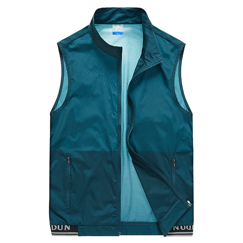 Cooling Vest Fisherman Vest 5XL Summer Ultra-thin Vest Men Outdoor Zipper Pocket Solid Color Cool Hiking Fishing Photography Leisure Cargo