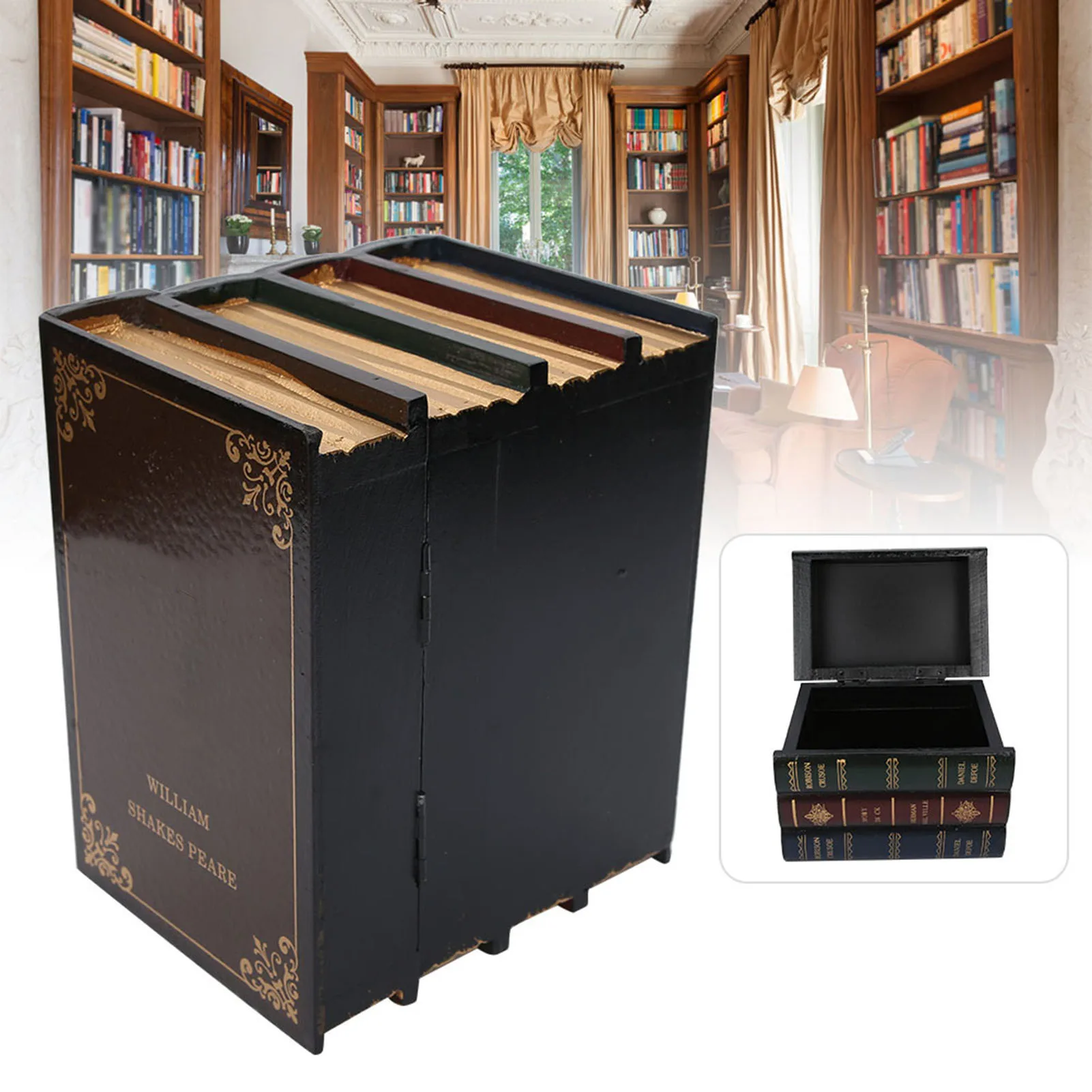 Antique Book-Style Decorative Storage Box
