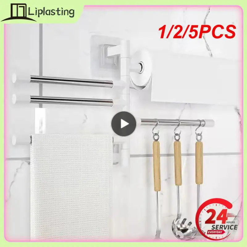 

1/2/5PCS Towel Rack Bathroom Accessories Rotatable Towel Holder Space Aluminum 2/3/4/5/6/7/8 -Bar Hanging Wall Mounted Towel