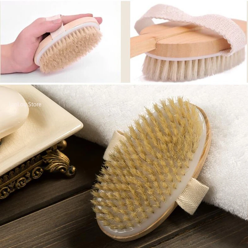 1Pc Wooden Detachable Long Handle Shower Body Brush Bathing Massage Back Body Exfoliating Brush Bathroom Wash Brush Bath Tools 5