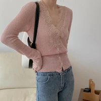 Cardigan en patchwork de dentelle pour femmes, pull vintage élégant pour dames, Kawaii, BIndividuUp, haute couture, pas cher, vente en gros, automne, hiver 3