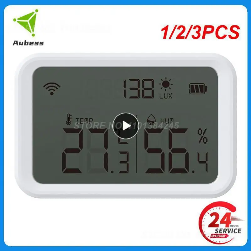 

1/2/3PCS Tuya Wifi Temperature Humidity Sensor Lux Light Detector Indoor Hygrometer Thermometer With LCD Screen Works