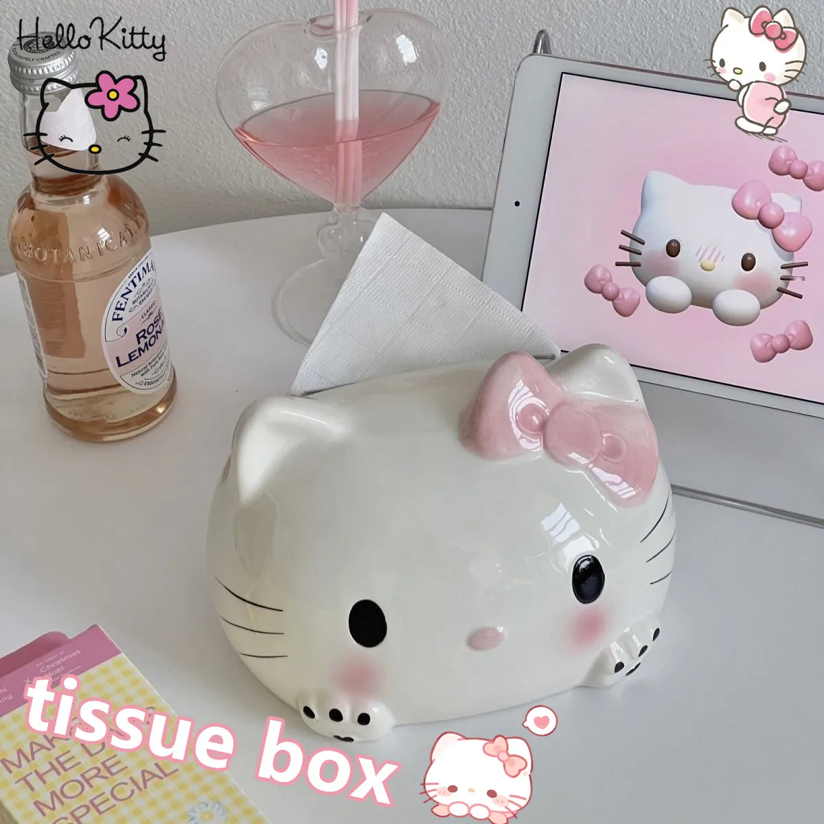 

Креативная коробка для салфеток Hello Kitty кавайная Студенческая Изысканная салфетка для жизни настольные украшения для девочек Мультяшные предметы первой необходимости
