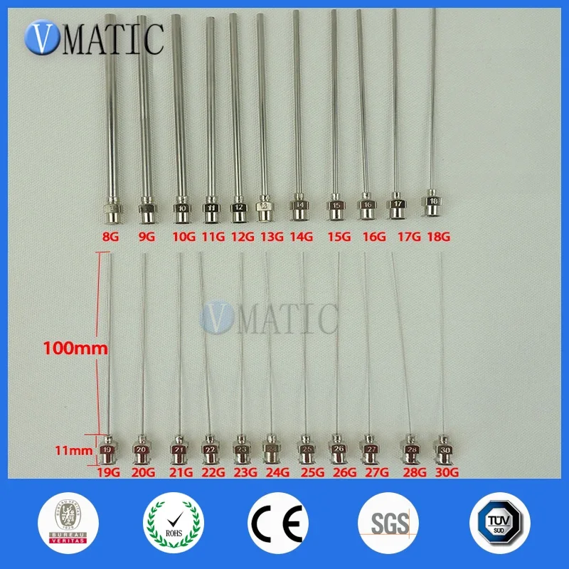 Precision All Metal Tips Tube Length 10cm 100mm Blunt Stainless Steel 10Pcs Dispensing Needles Syringe Needle Tips